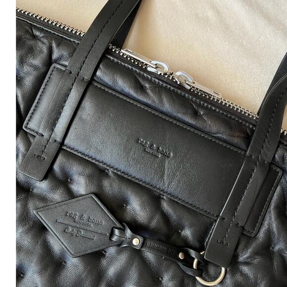 Rag & Bone Black Compass Quilted Leather Everyday Shoulder Bag Tote EUC - Picture 5 of 8